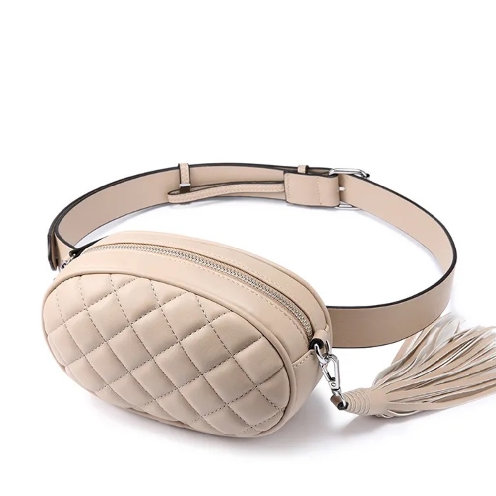 - L A express woman waist bag beige new no tag